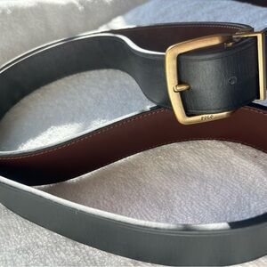 Polo Reversible Black and Brown Full Grain Leather men’s belt length 57 “